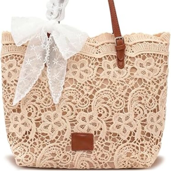 Neiman Marcus Khaki Floral Beach Travel Bag